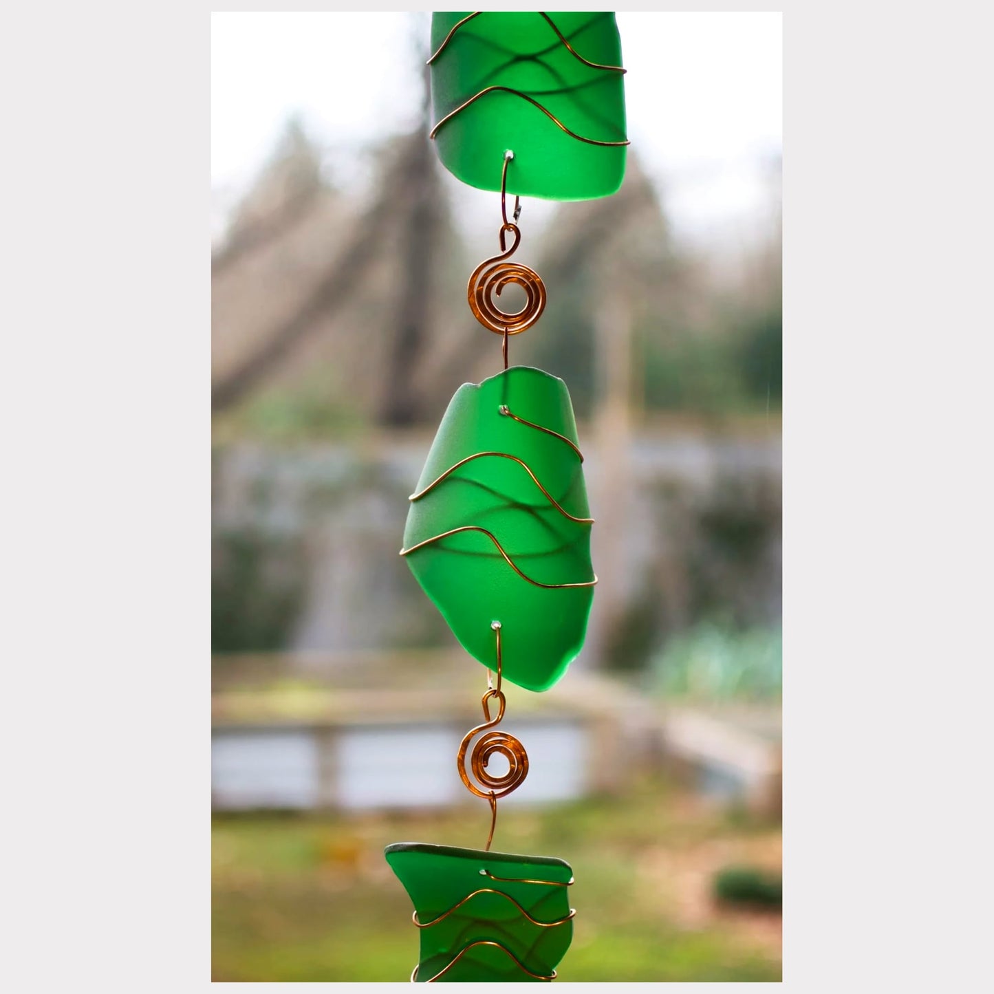 zoom detail, sea glass wind chime