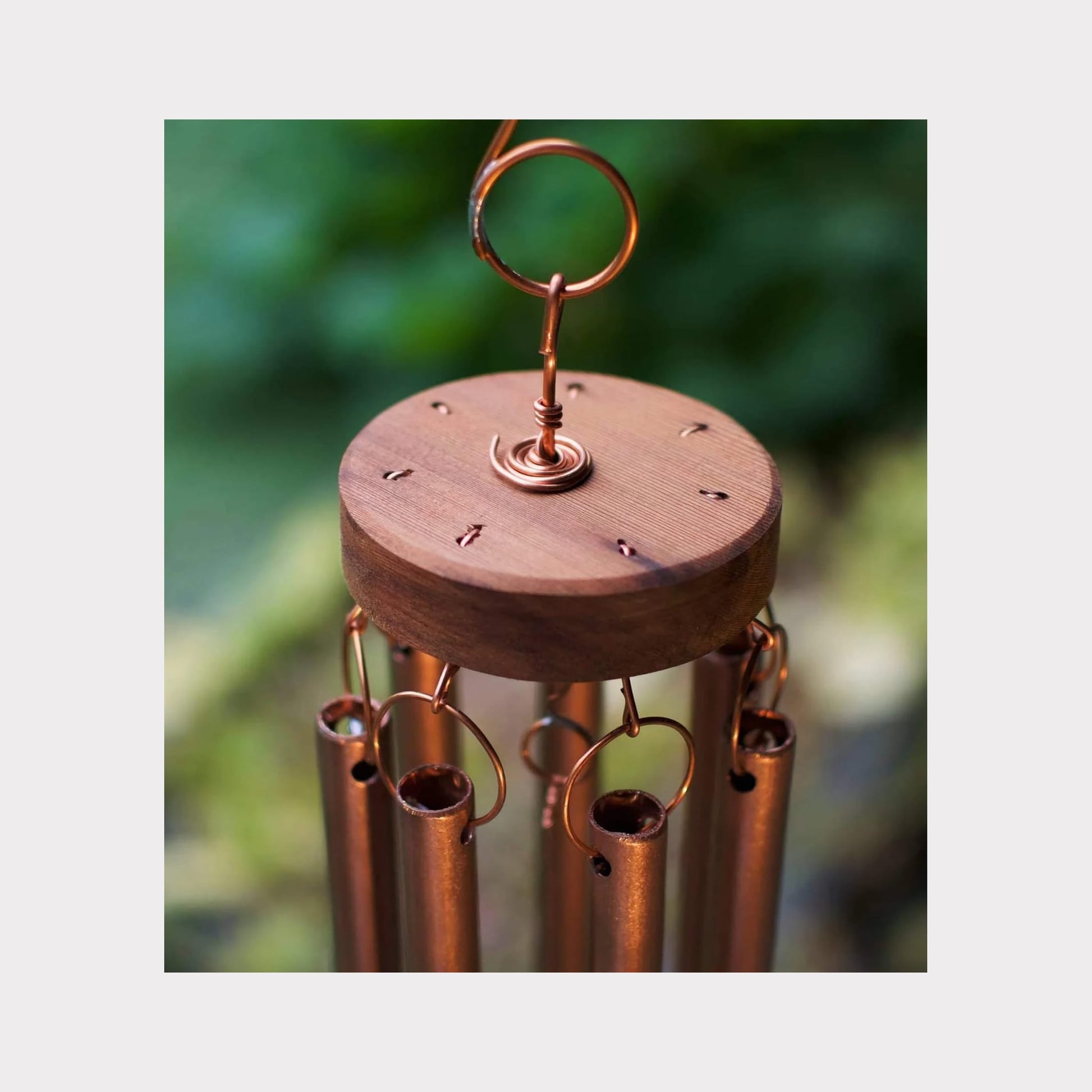 top of a handcrafted wind chime
