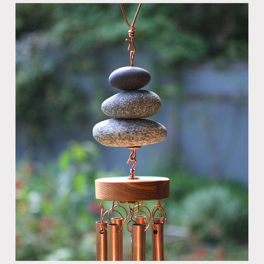 detail, zen beach stone wind chime