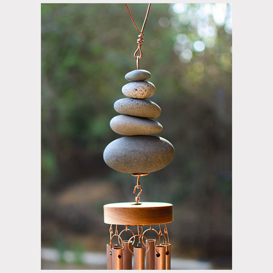 detail, zen beach stone wind chime