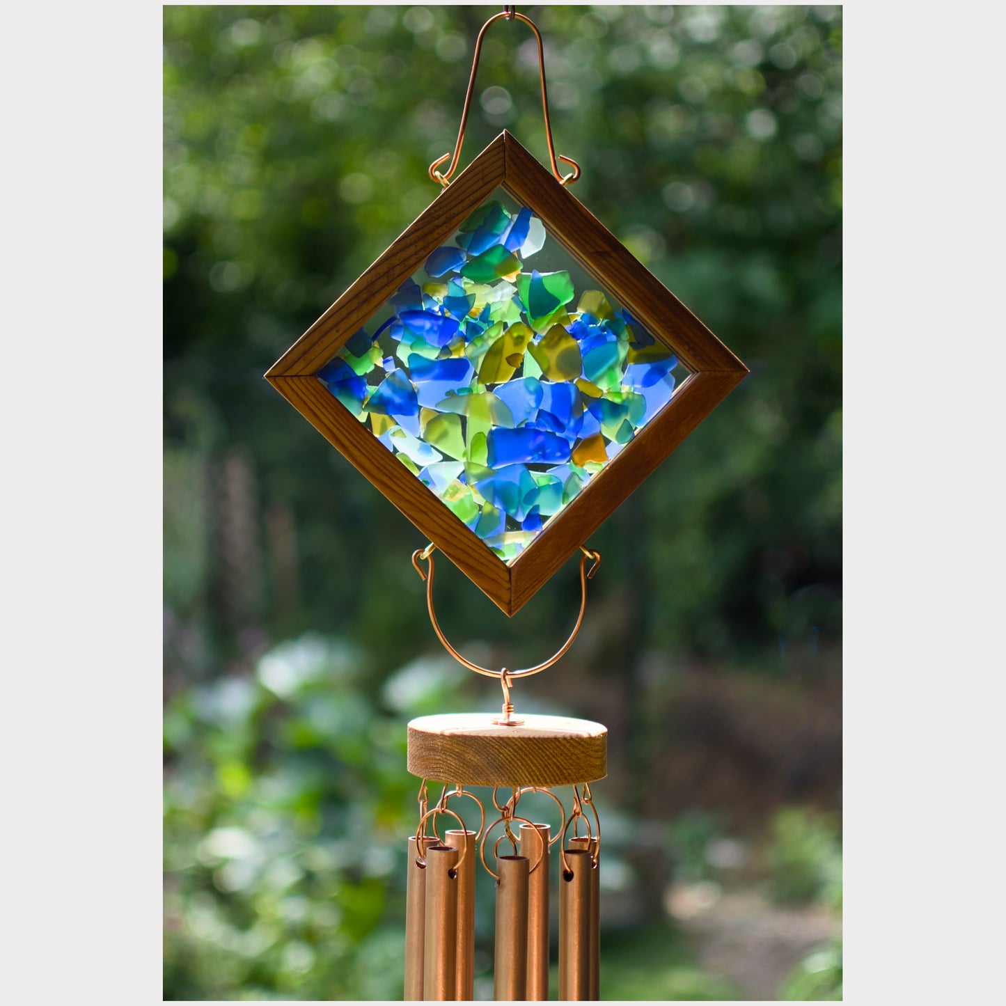 Wind Chime - Sea Glass Kaleidoscope - Large Copper Chimes - Free Engraving