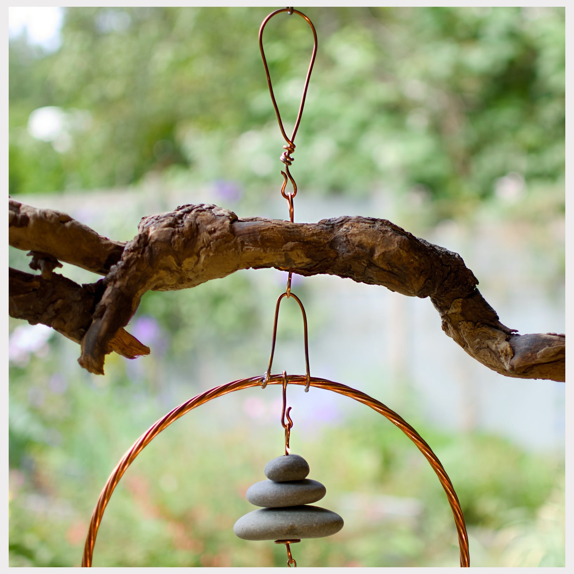 zoom detail, large driftwood wind chime