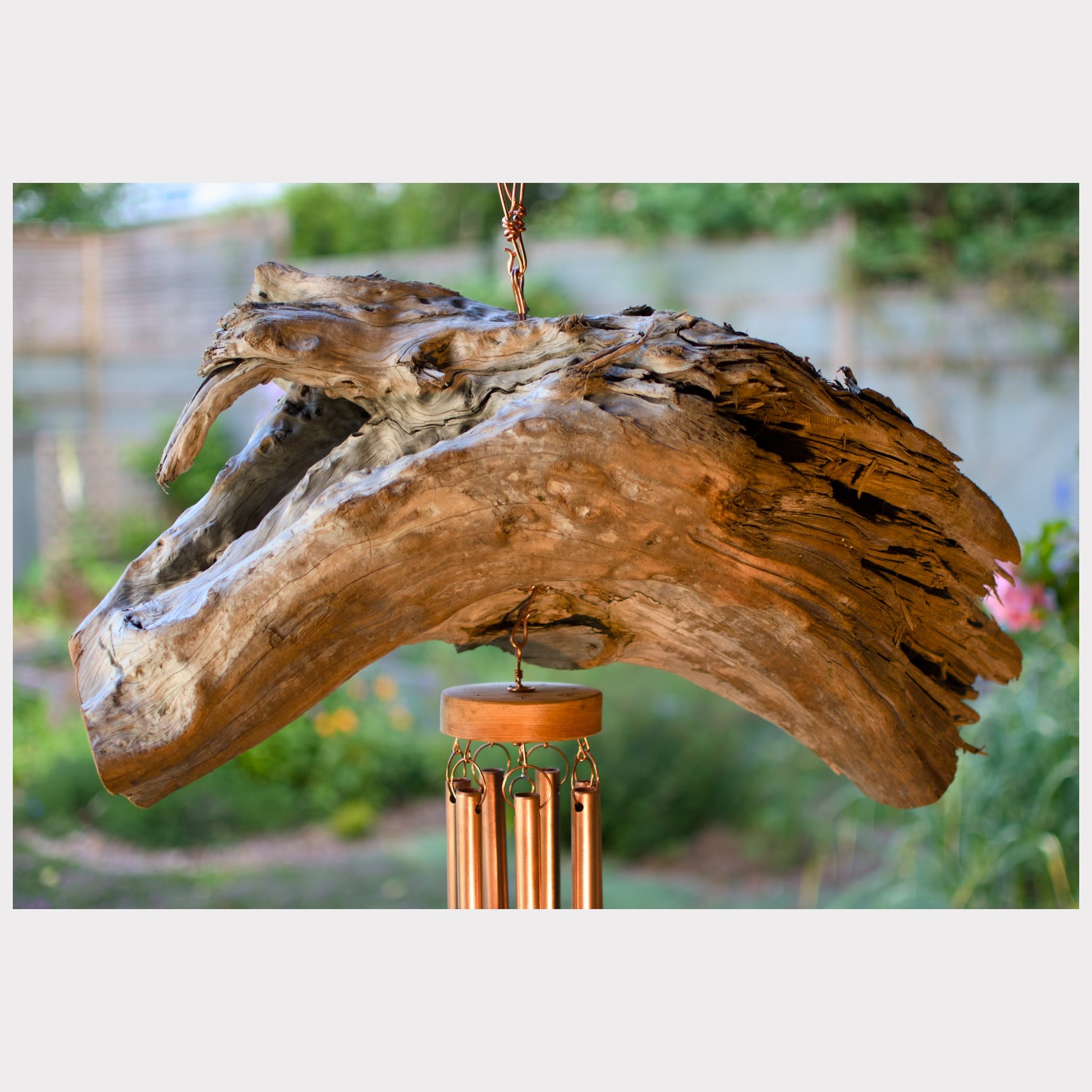 detail, very large driftwood wind chime