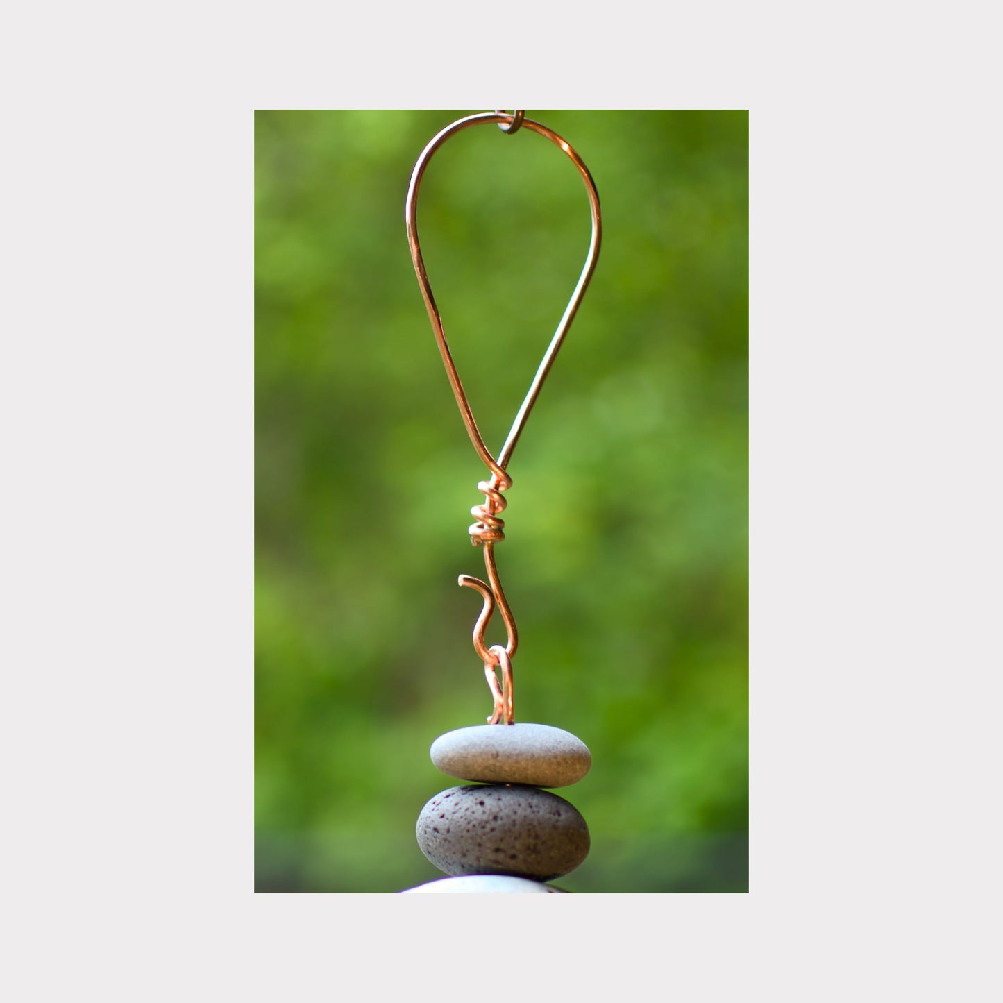 handcrafted copper hanging loop for a large wind chime