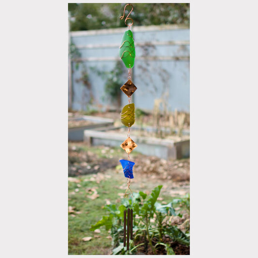 Handcrafted sea glass wind chime.