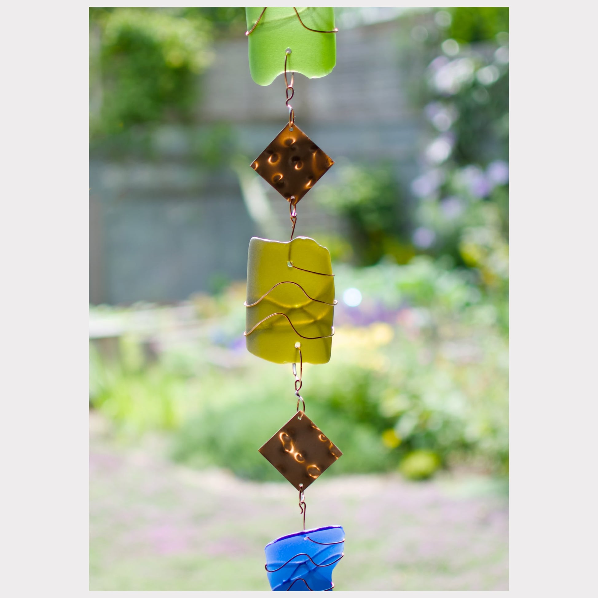 zoom detail, sea glass wind chime