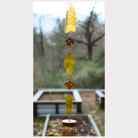 detail, glass and copper wind chime