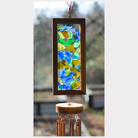 detail, kaleidoscope beach glass wind chime