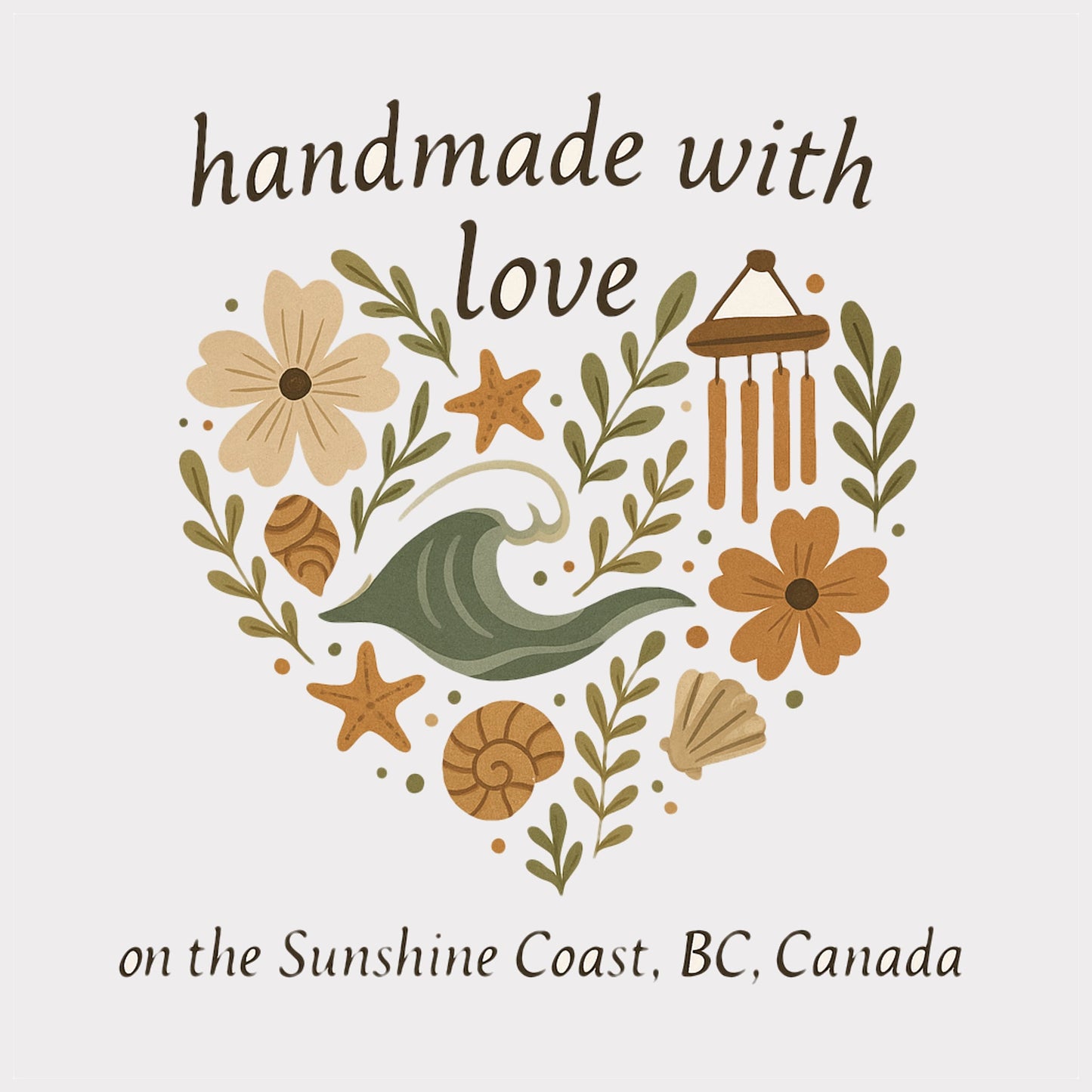 Graphic, handmade with love, Coast Chimes.