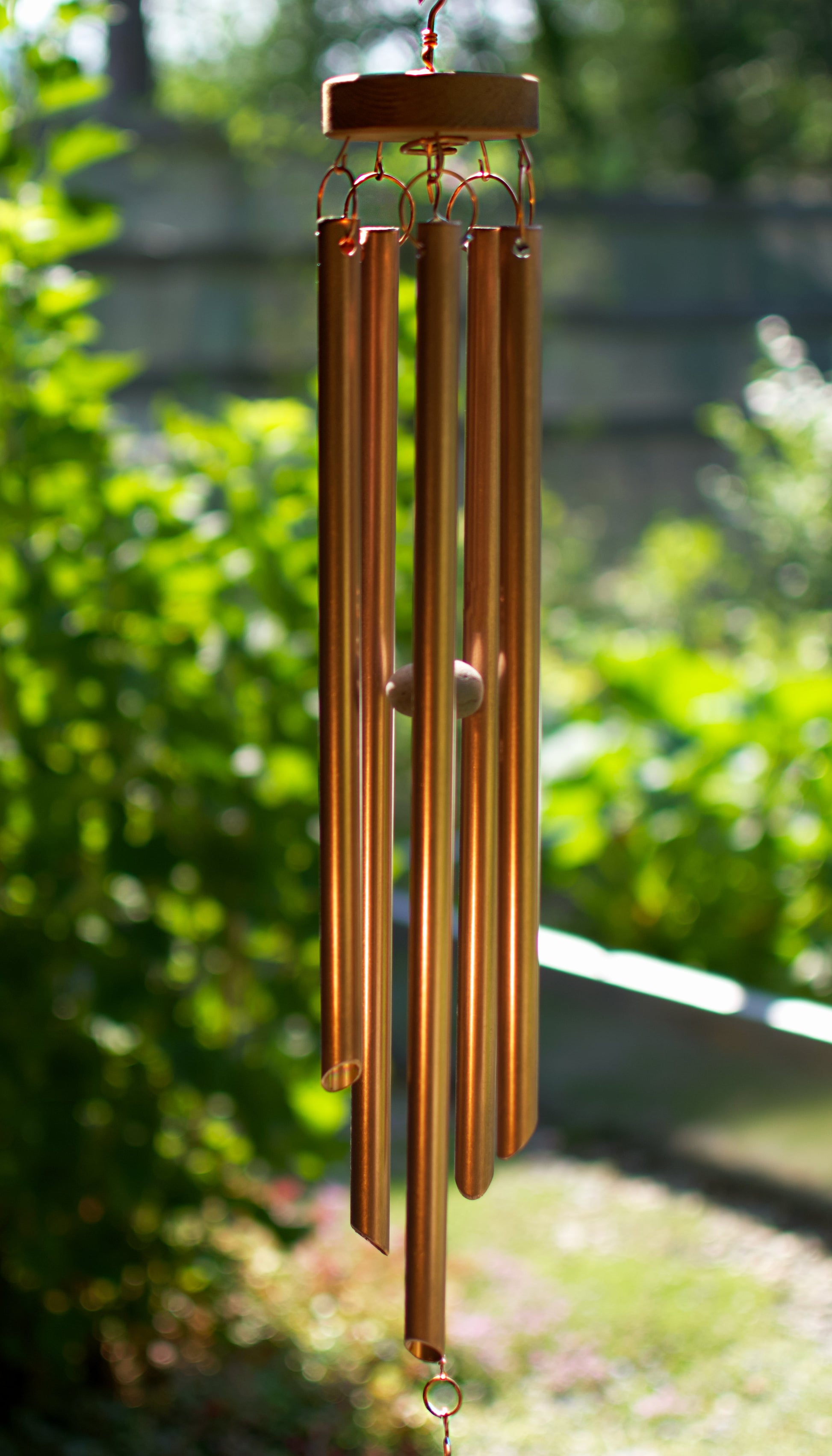 Handmade copper wind chime, set of 5 chimes.
