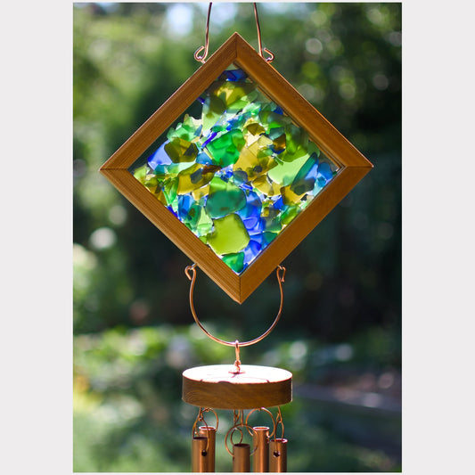 Detail, sea glass kaleidoscope wind chime by Coast Chimes.
