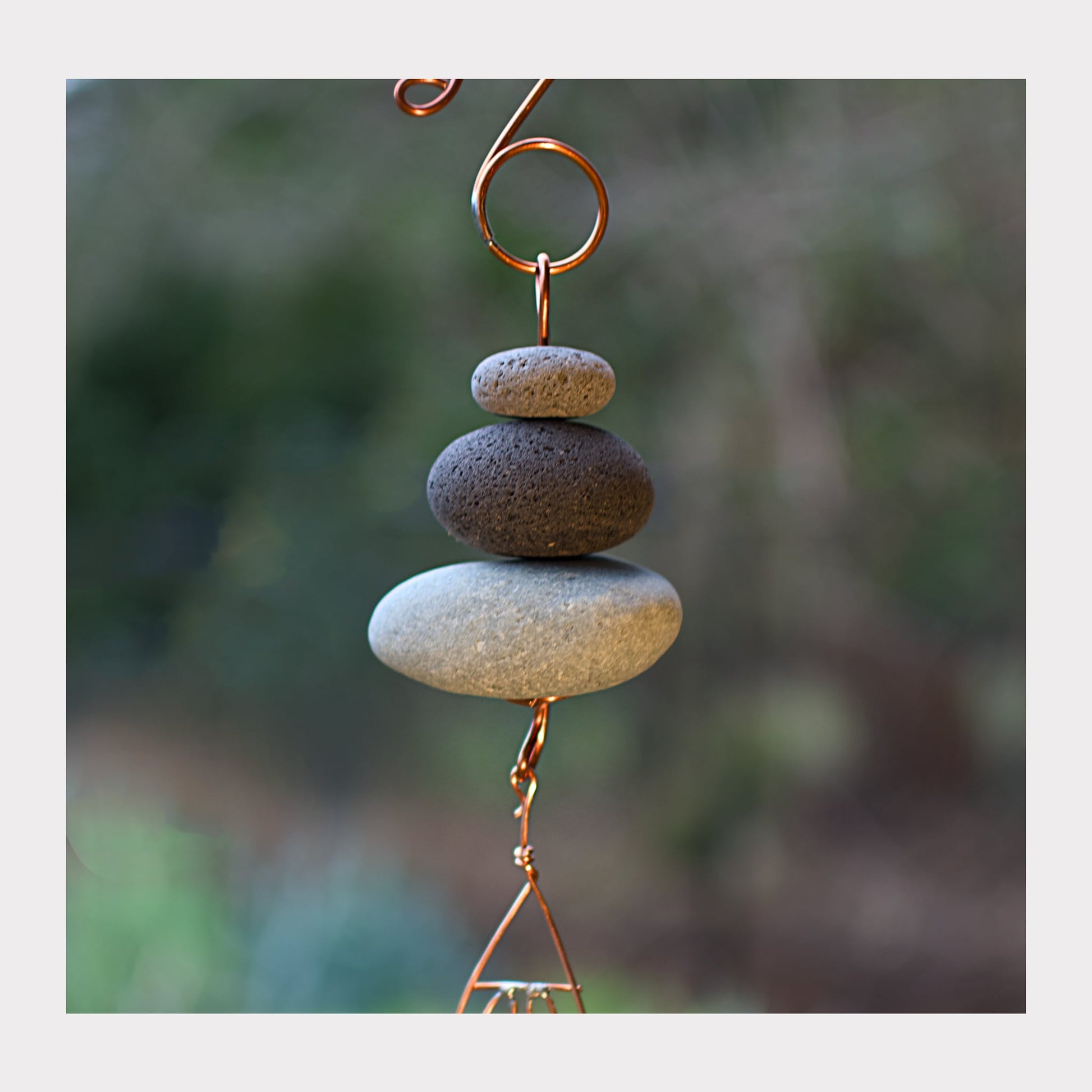 detail, zen beach stone wind chime