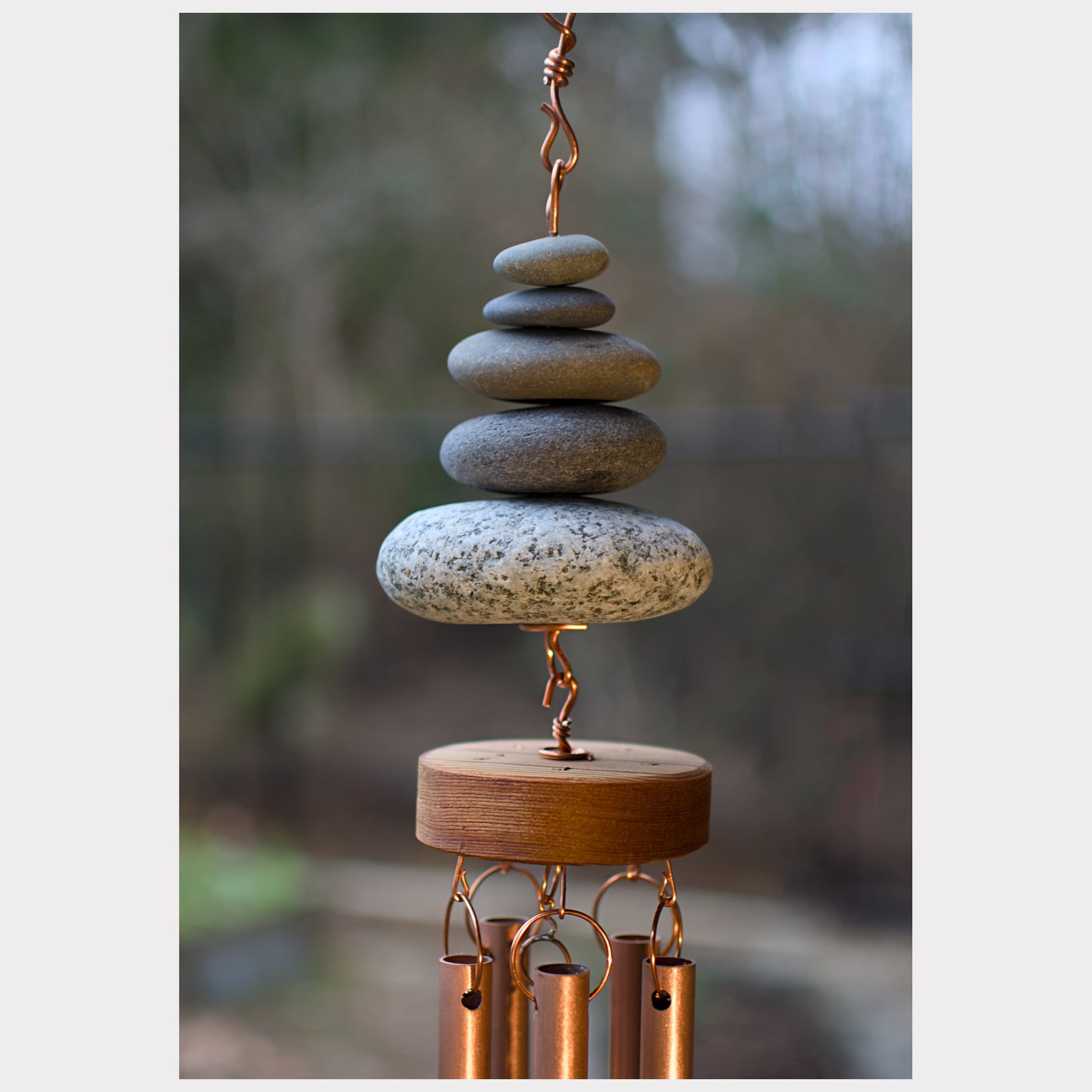 detail, zen beach stone wind chime