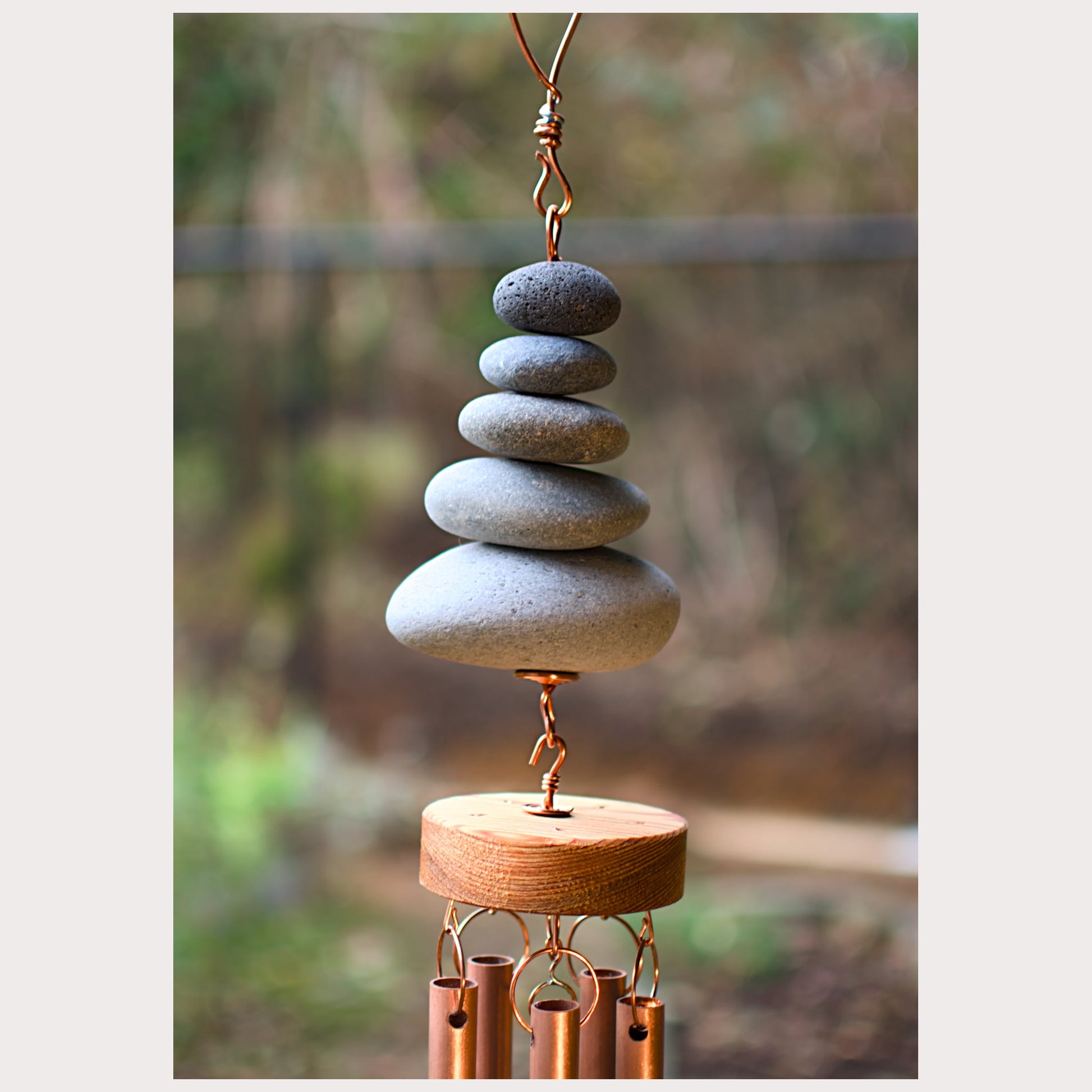 detail, zen beach stone wind chime