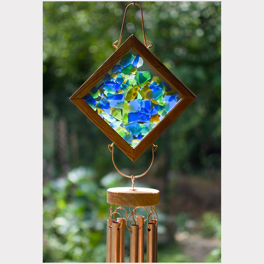 Wind Chime - Sea Glass Kaleidoscope - Large Copper Chimes - Free Engraving