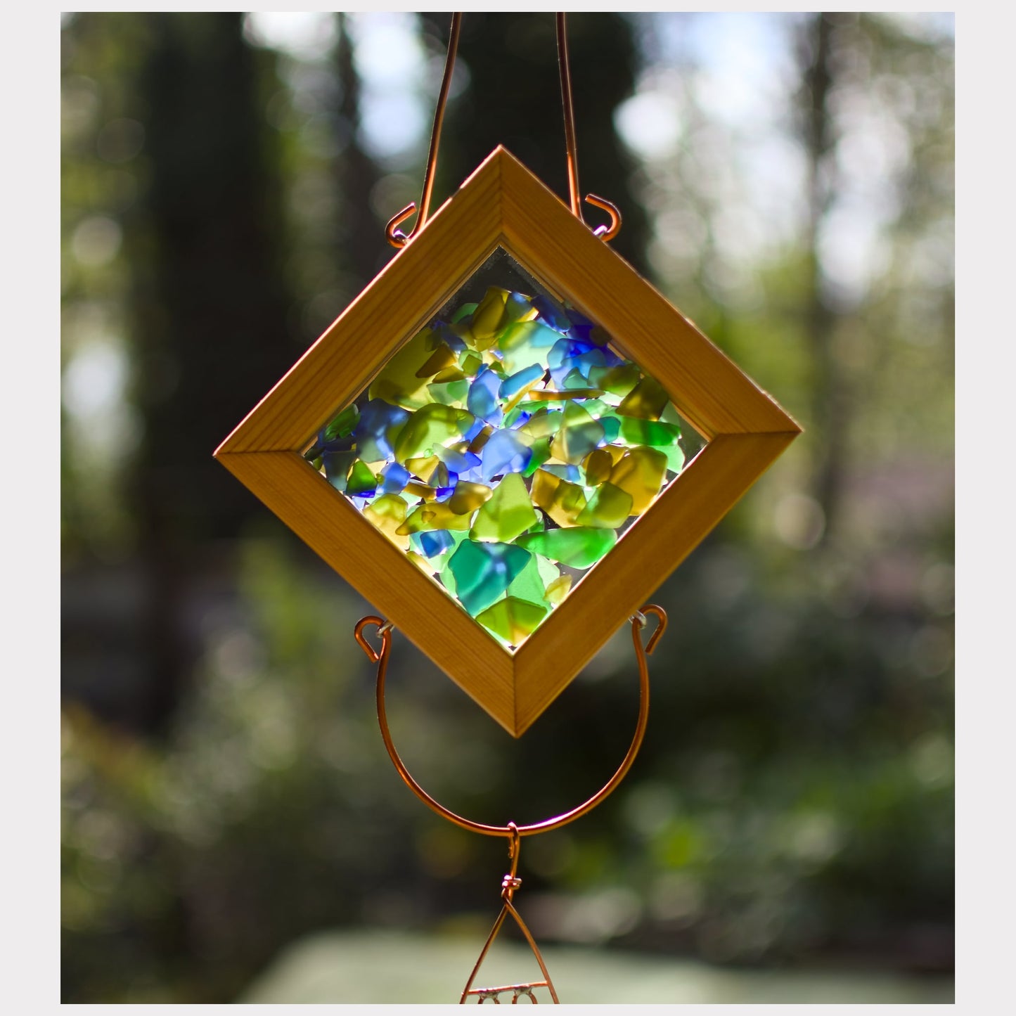 detail, sea glass kaleidoscope wind chime