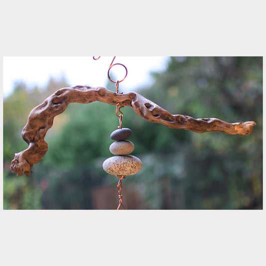 West Coast Beachcomber Wind Chime - Driftwood - Beach Stones - All Season