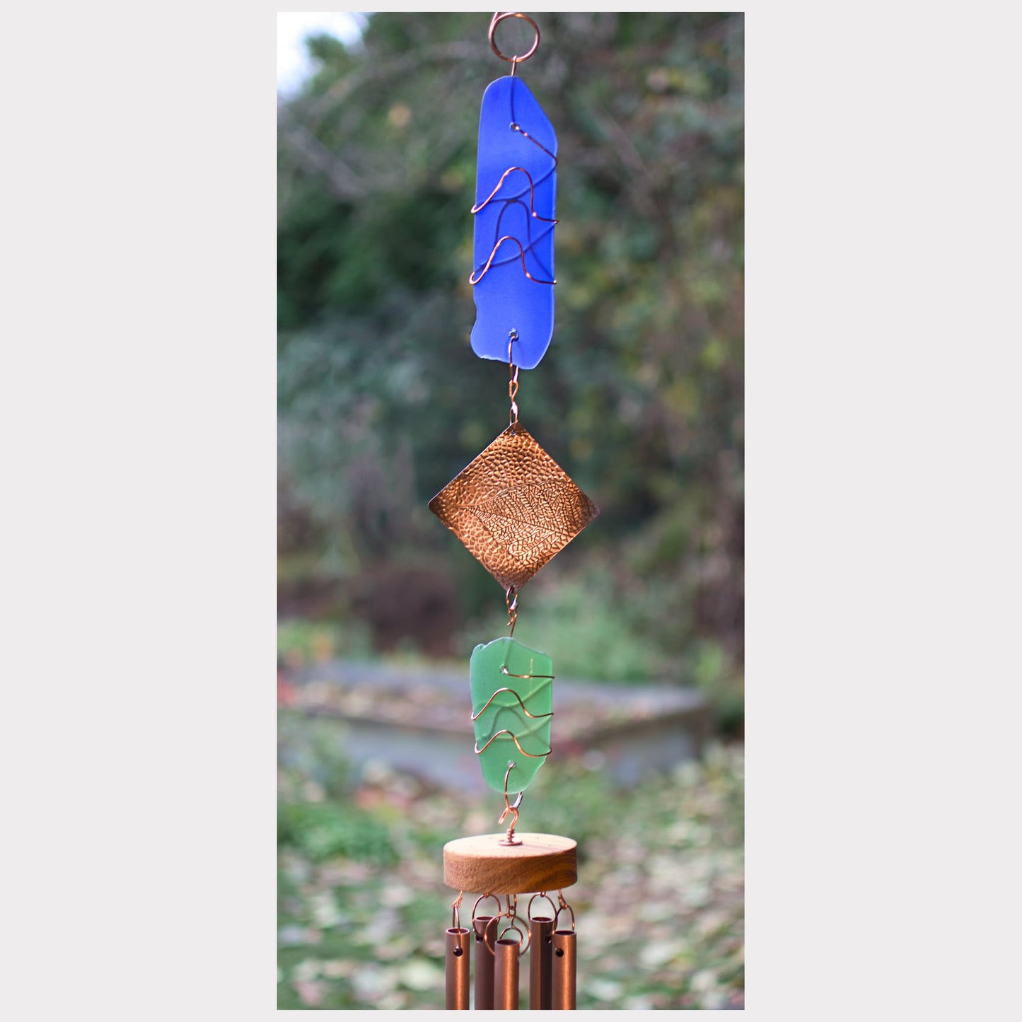 Glass and copper wind chime, detail.
