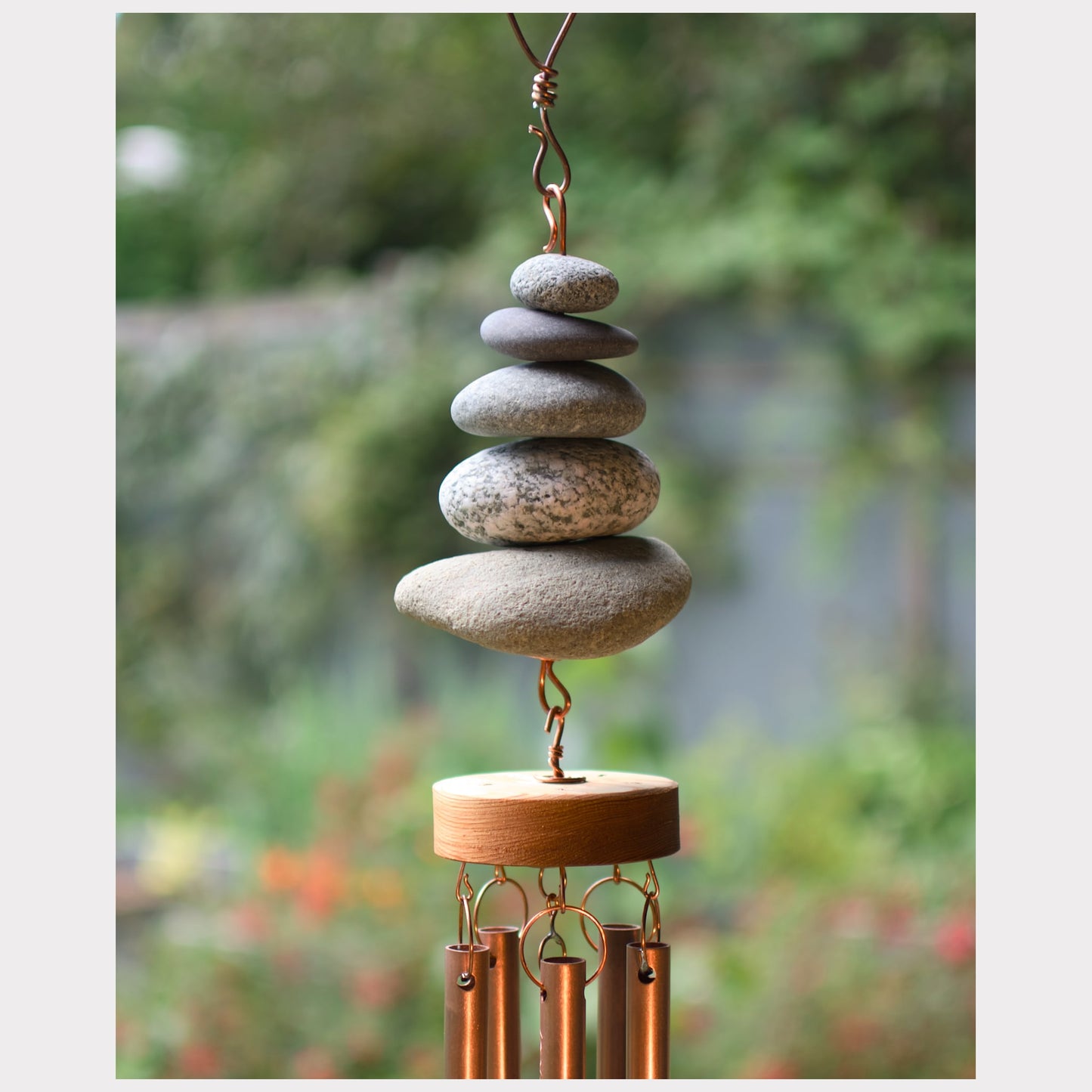 detail, zen beach stone wind chime