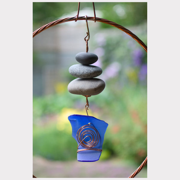 Large Wind Chime - Copper, Beach Stones, Sea Glass - Relaxing Sound ...