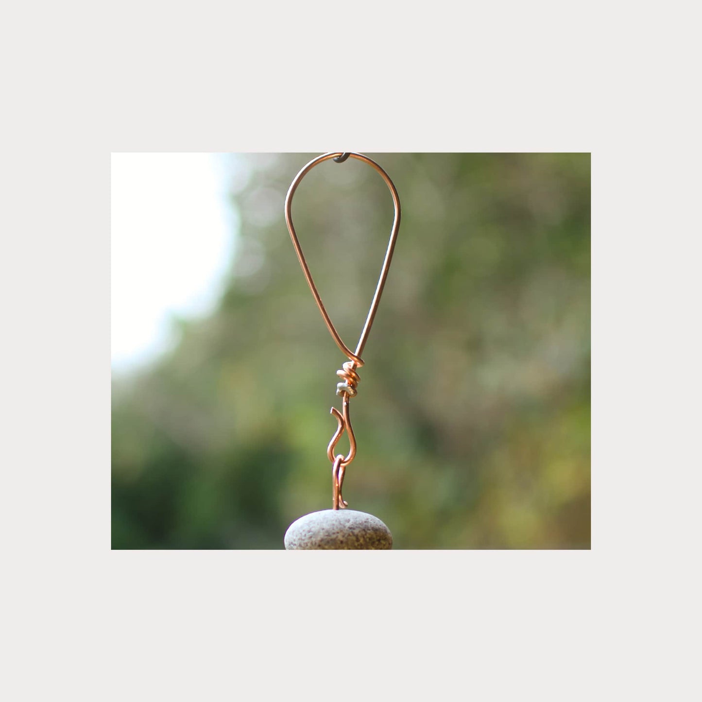 Wind Chime Zen Beach Stones - Oyster Shell - Seven Copper Chimes - All Season