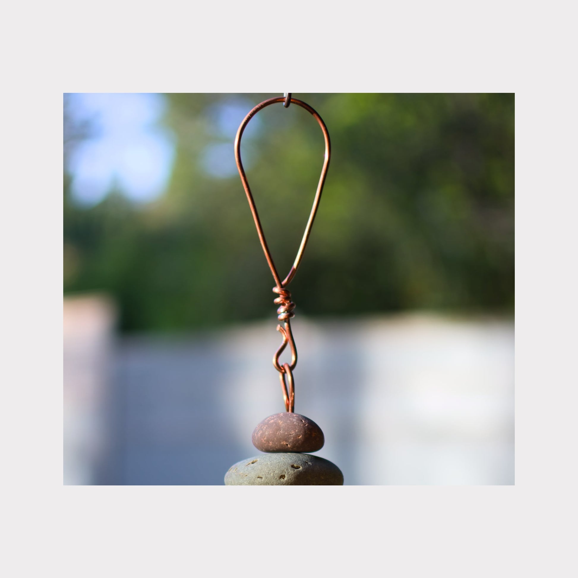 handcrafted copper hanging loop for a large wind chime