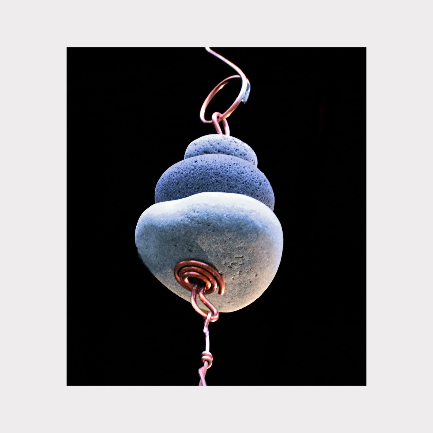 bottom view, zen beach stone wind chime