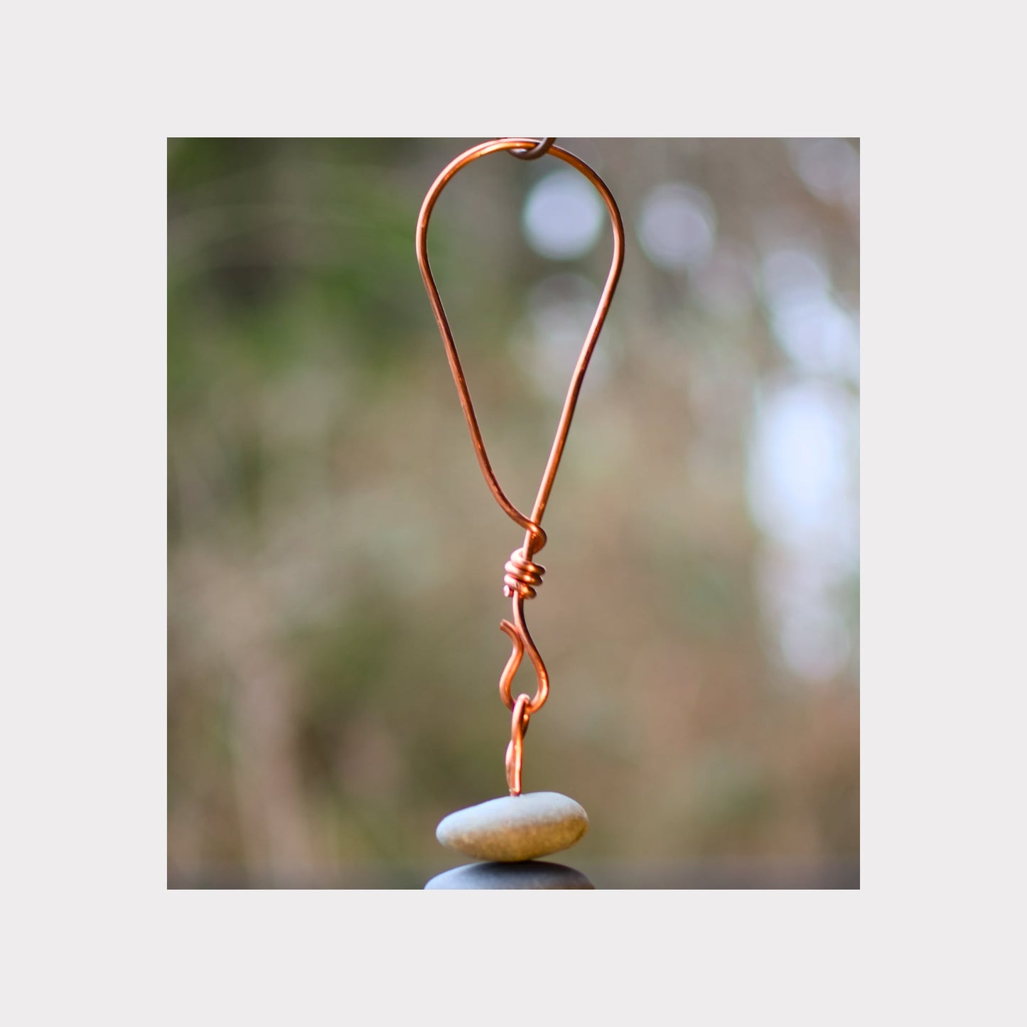 handmade copper hanging loop for a large wind chime