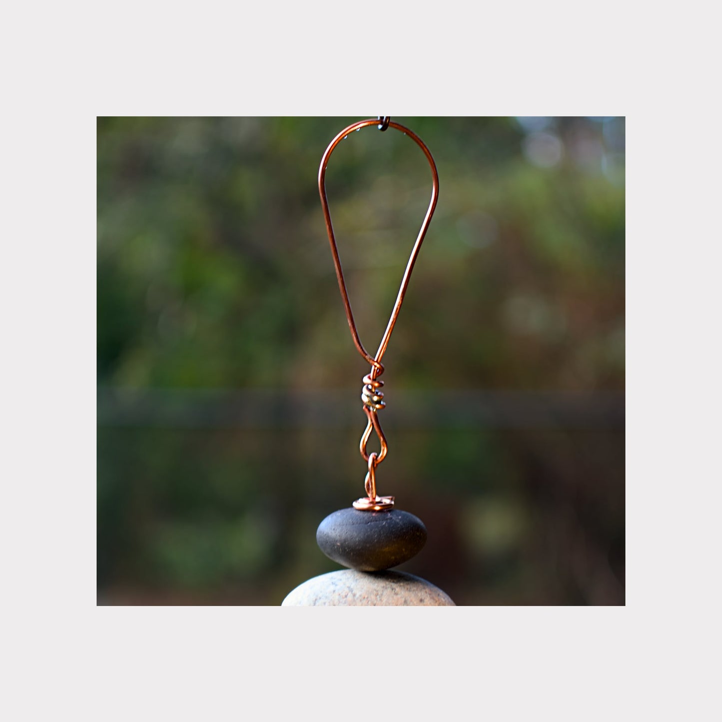 handmade copper hanging loop for a large wind chime