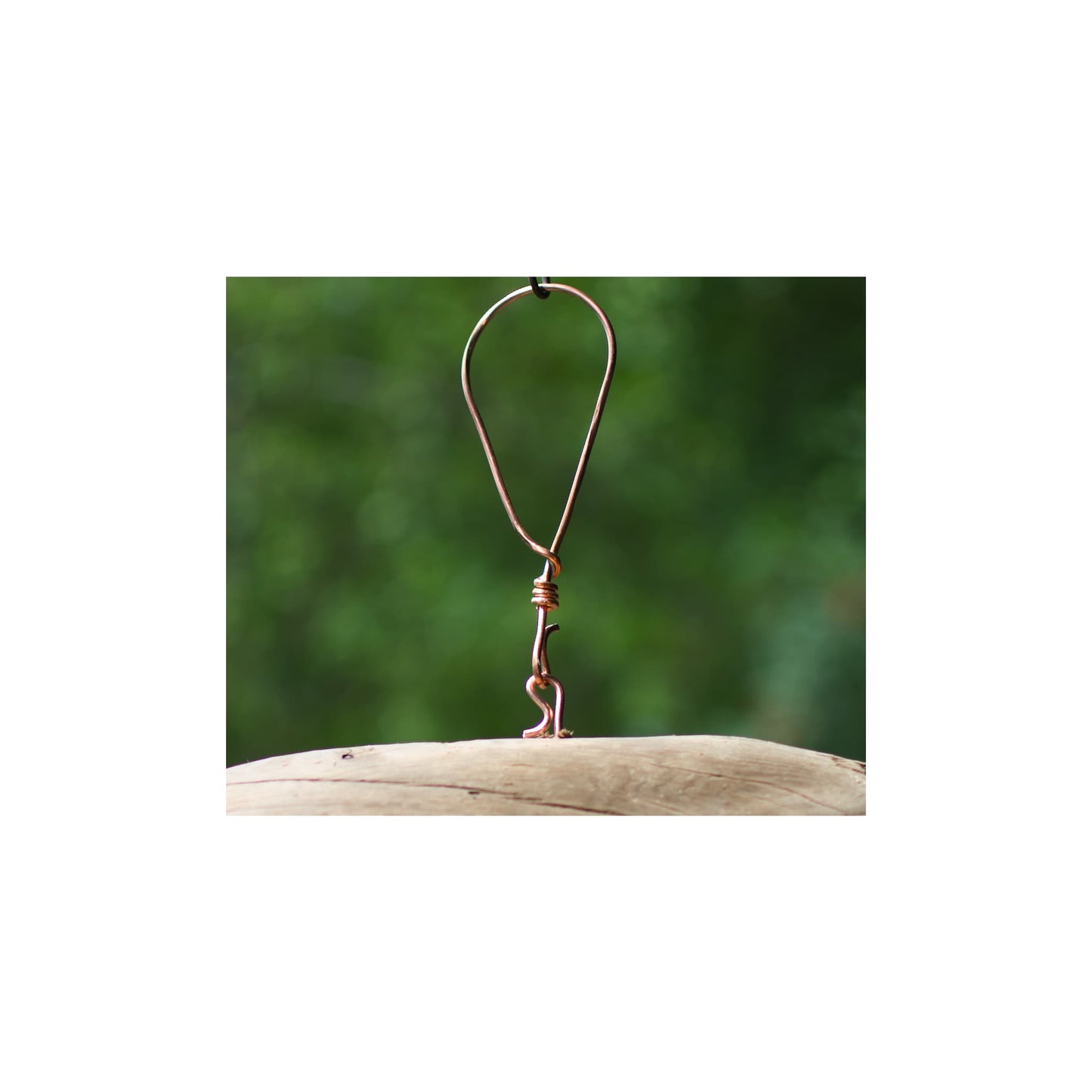 Handmade copper hanging loop for a large wind chime.