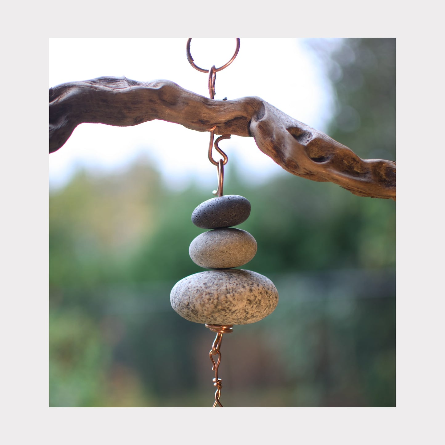 West Coast Beachcomber Wind Chime - Driftwood - Beach Stones - All Season