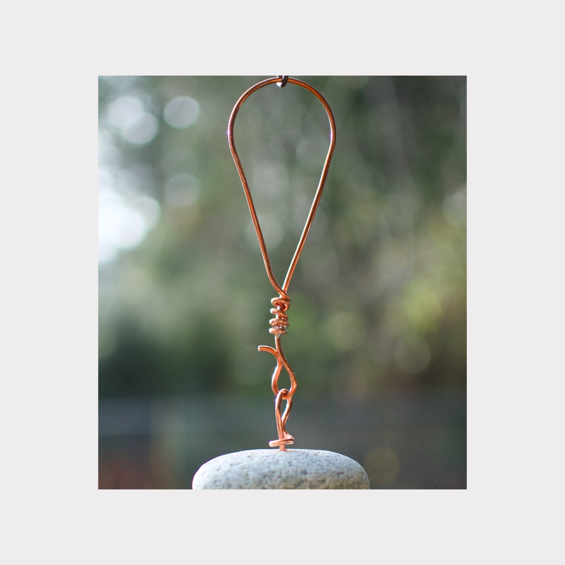 handmade copper hanging loop for a large, heavy wind chime