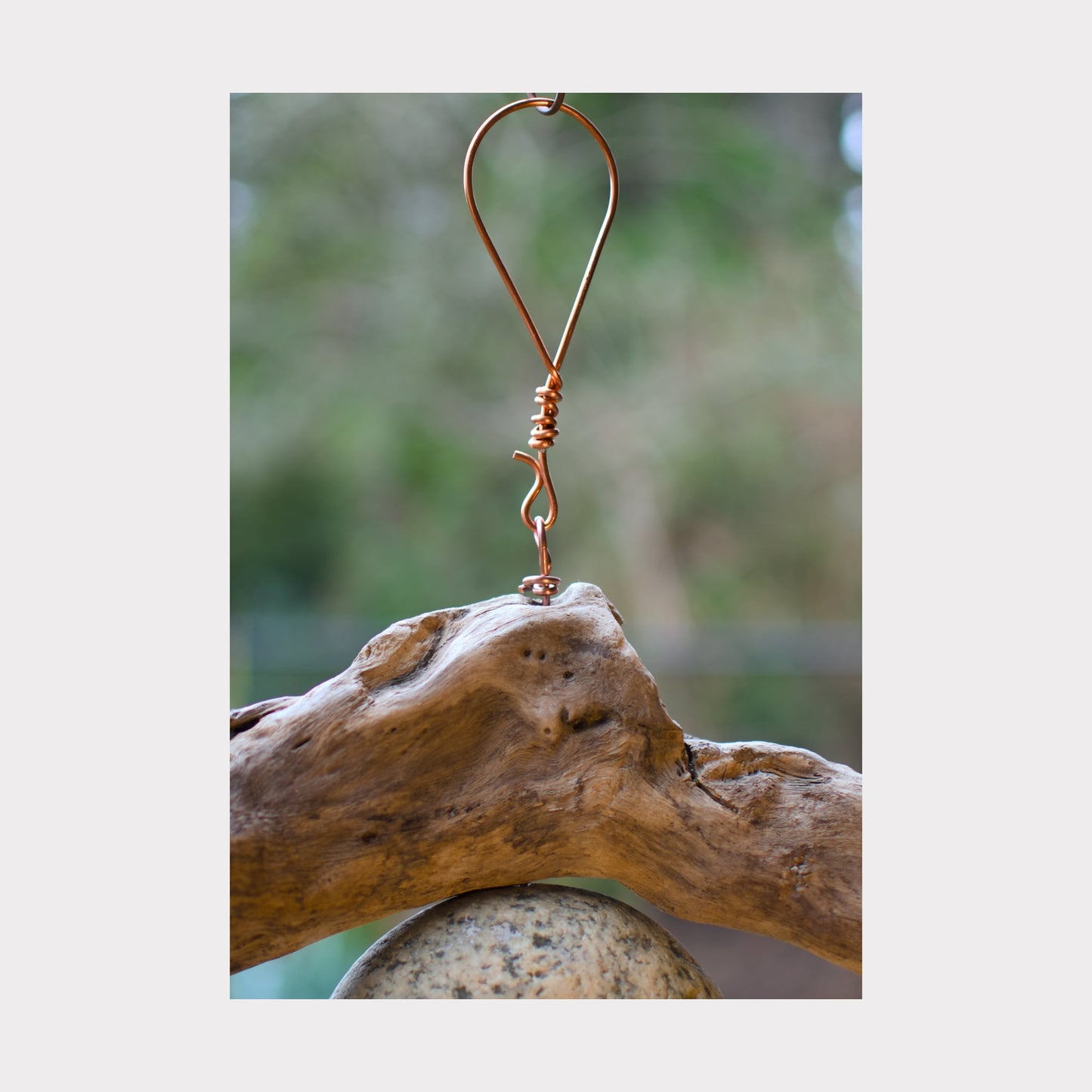 handmade large copper hanging loop for a wind chime