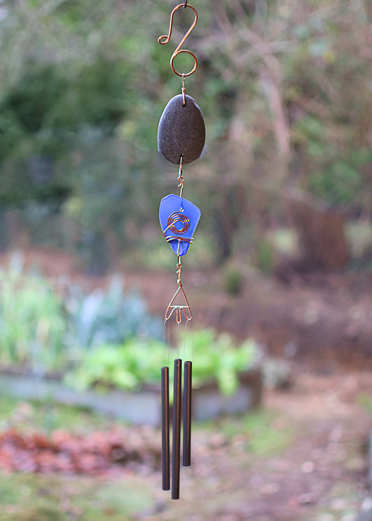 Beach stone and sea glass wind chime.