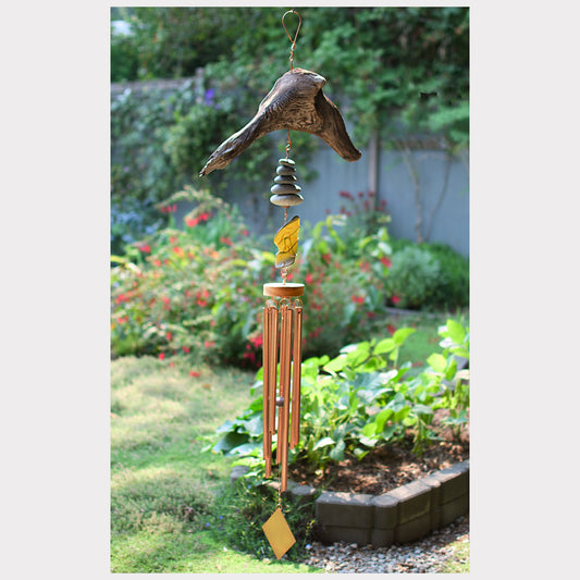 Large driftwood, beach stone, sea glass wind chime with 7 copper chimes.