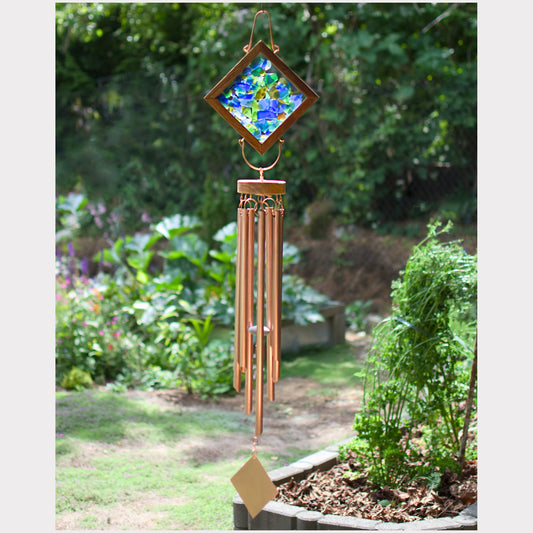 Wind Chime - Sea Glass Kaleidoscope - Large Copper Chimes - Free Engraving
