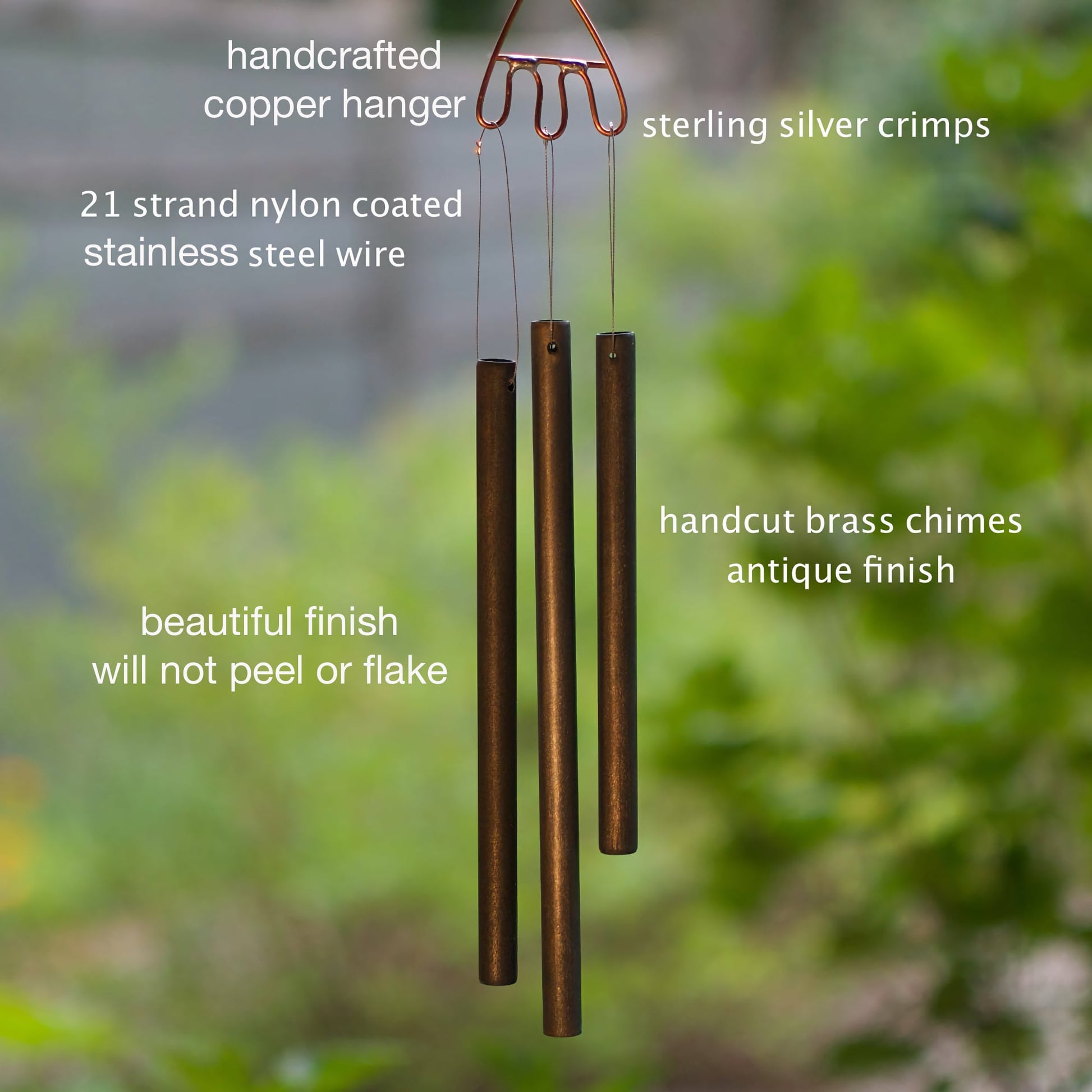 parts labeled of handmade brass chimes