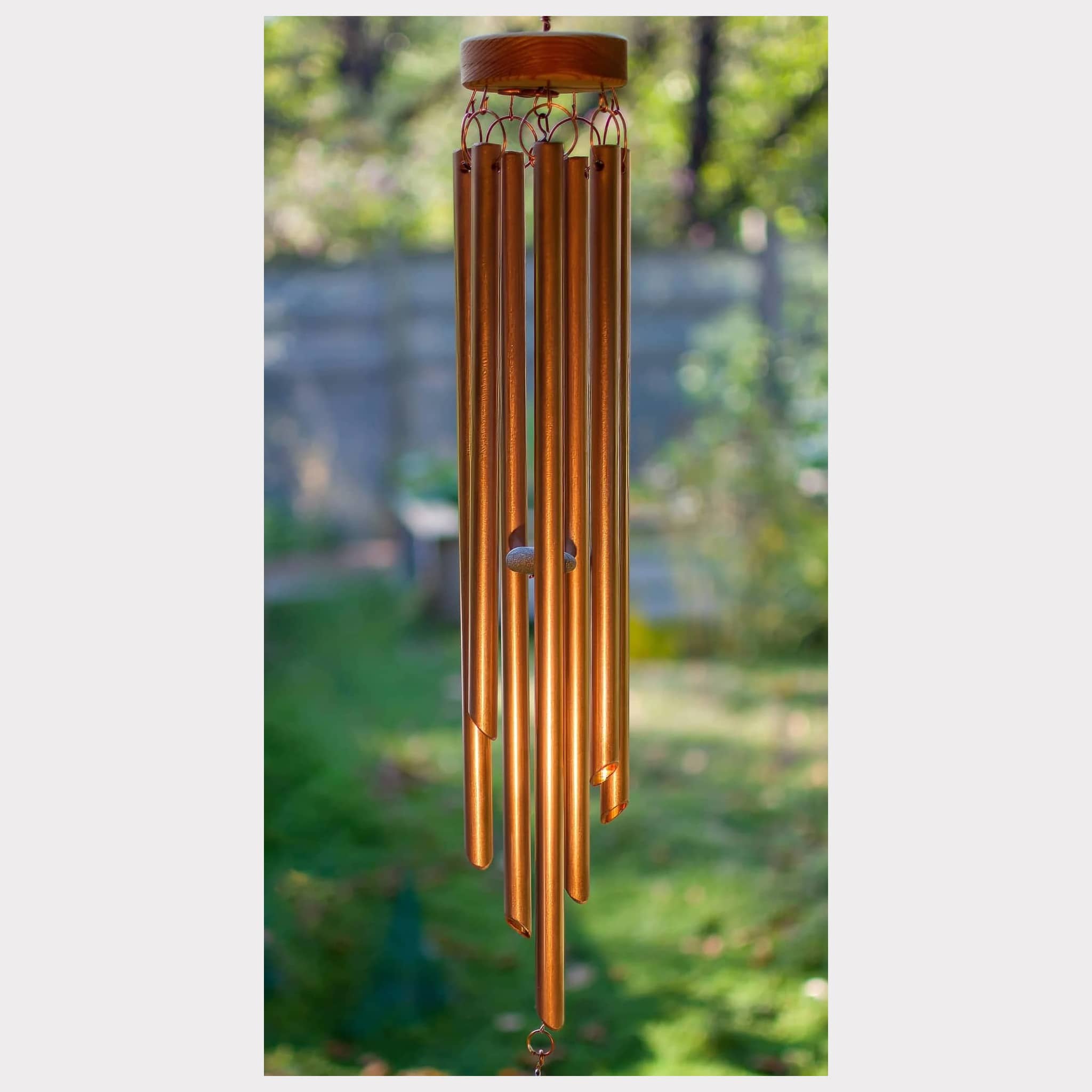 Wind chime tumbled outlet beach glass diamond shaped with etched copper hanger