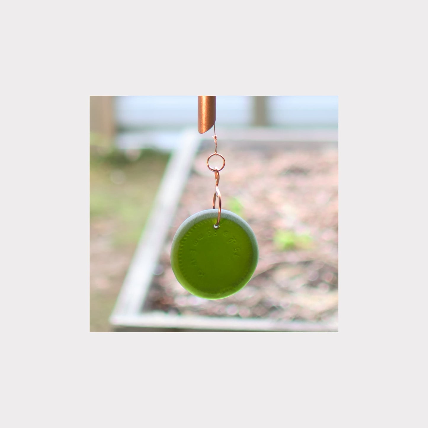 Glass windsail, green, for a large copper wind chime.