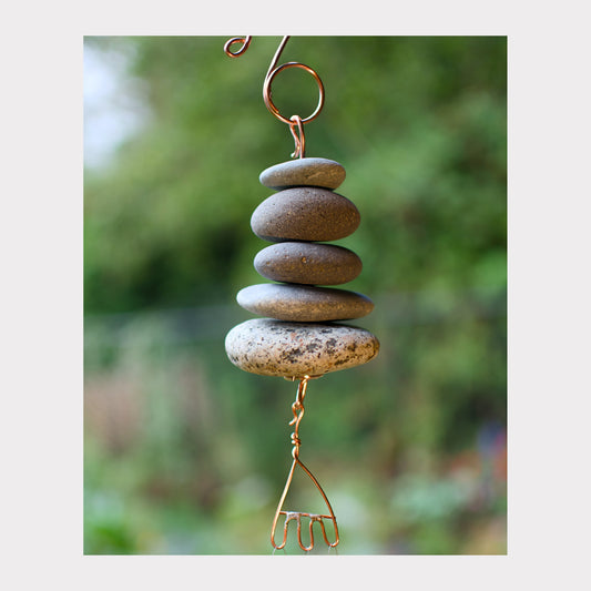 Calming Beach Stone Wind Chime - Coastal Delight, Serene Sound - Zen Garden Decor