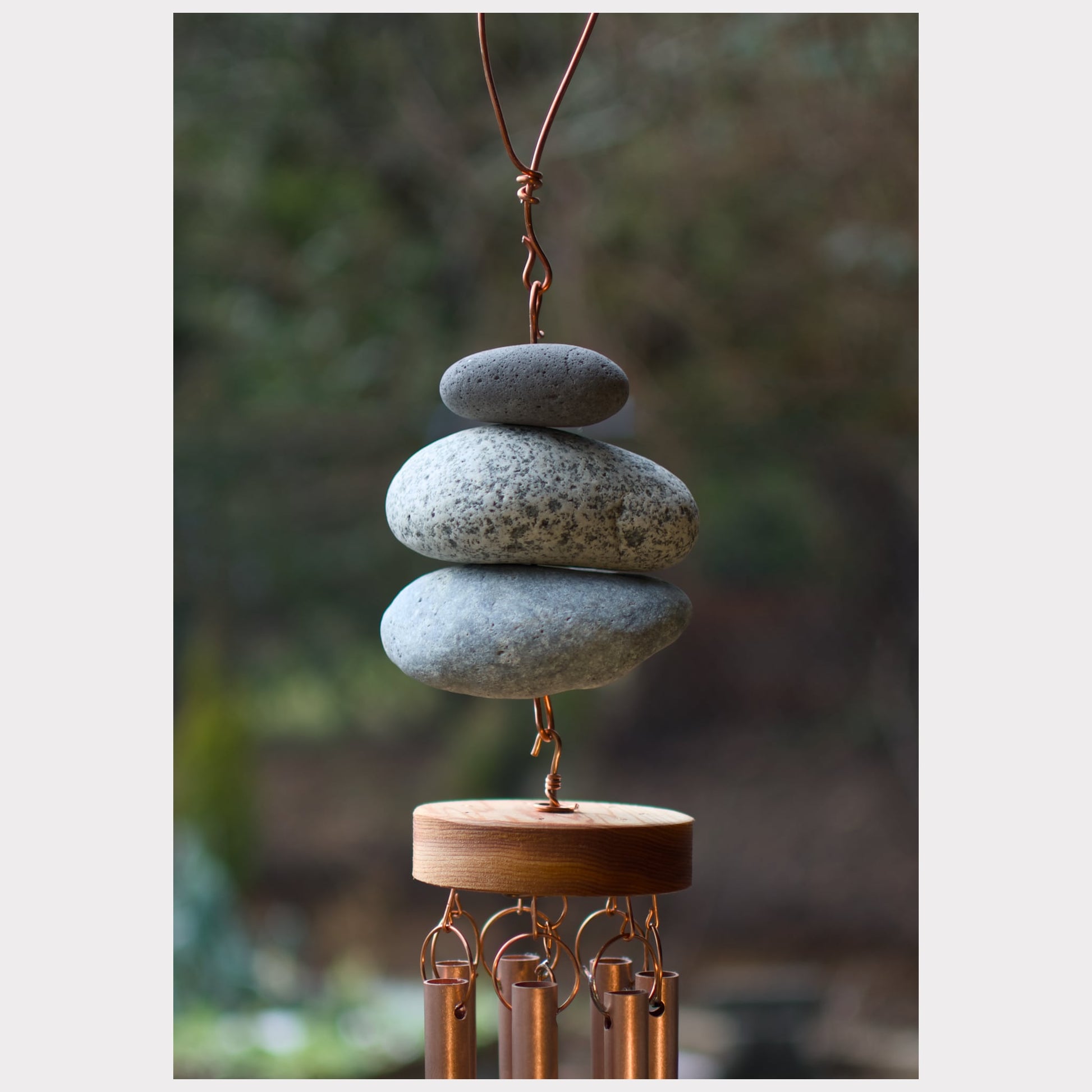 detail, zen beach stone wind chime