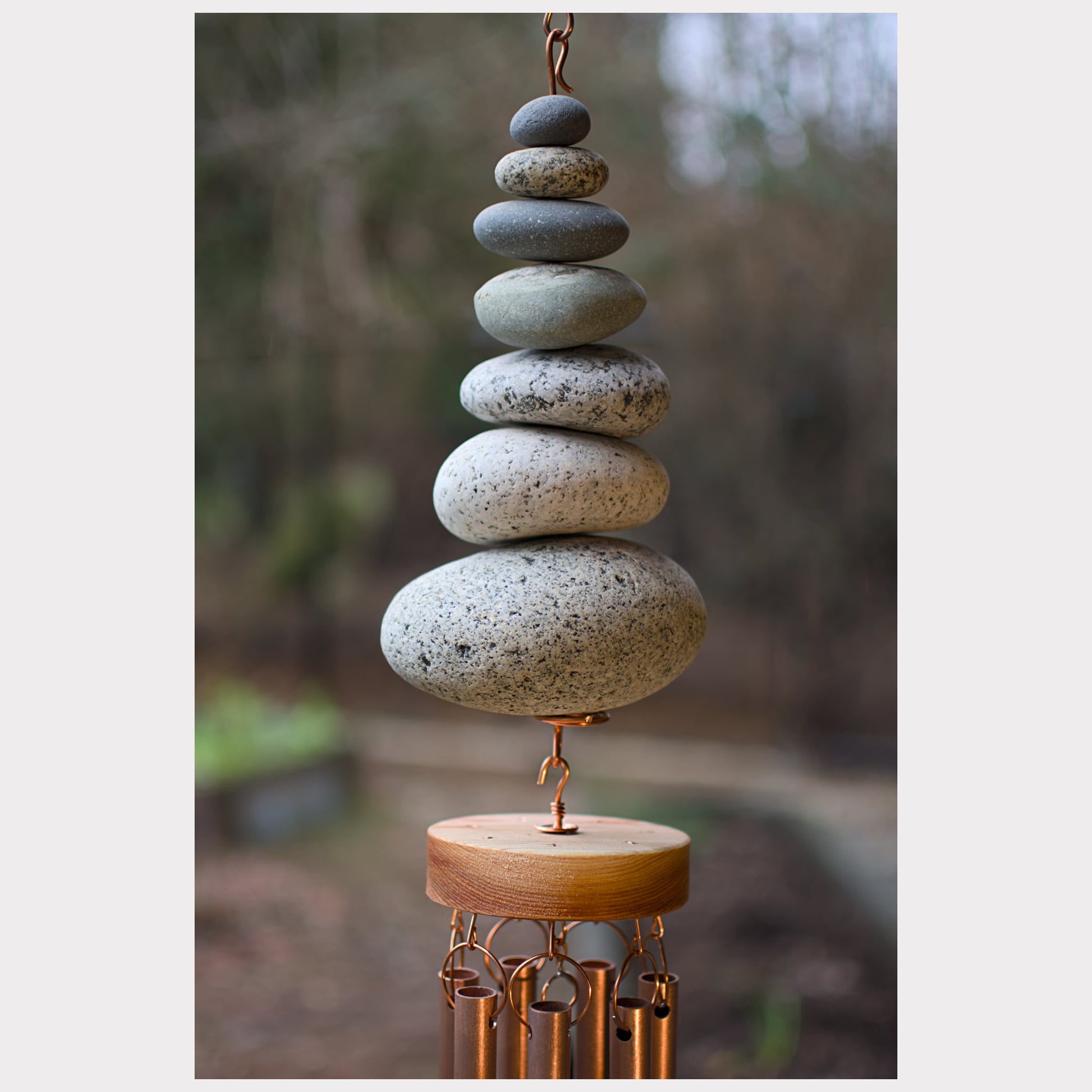 detail, zen beach stone wind chime