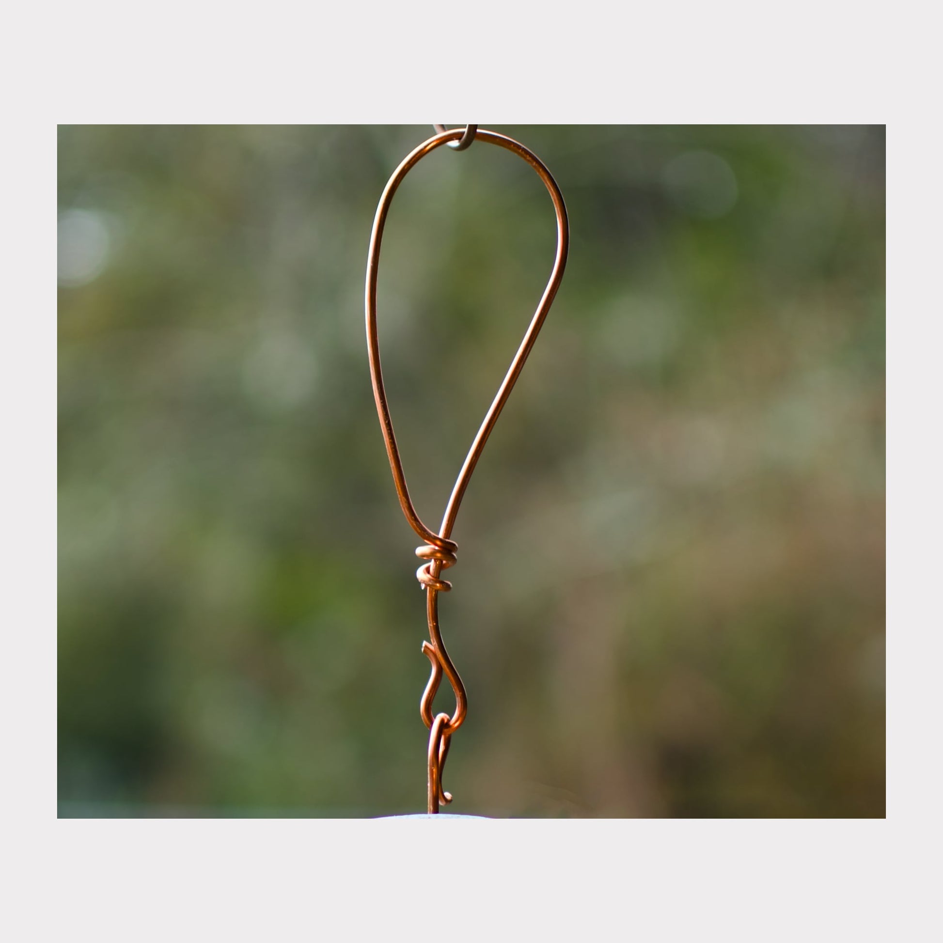 handcrafted copper hanging loop for a large wind chime