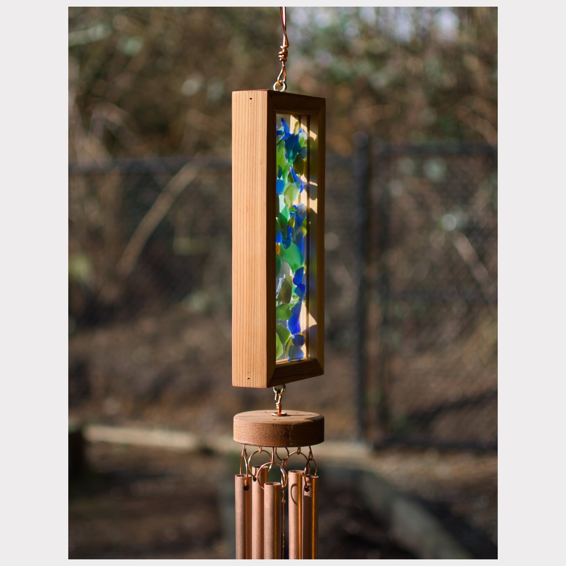 side view, kaleidoscope wind chime