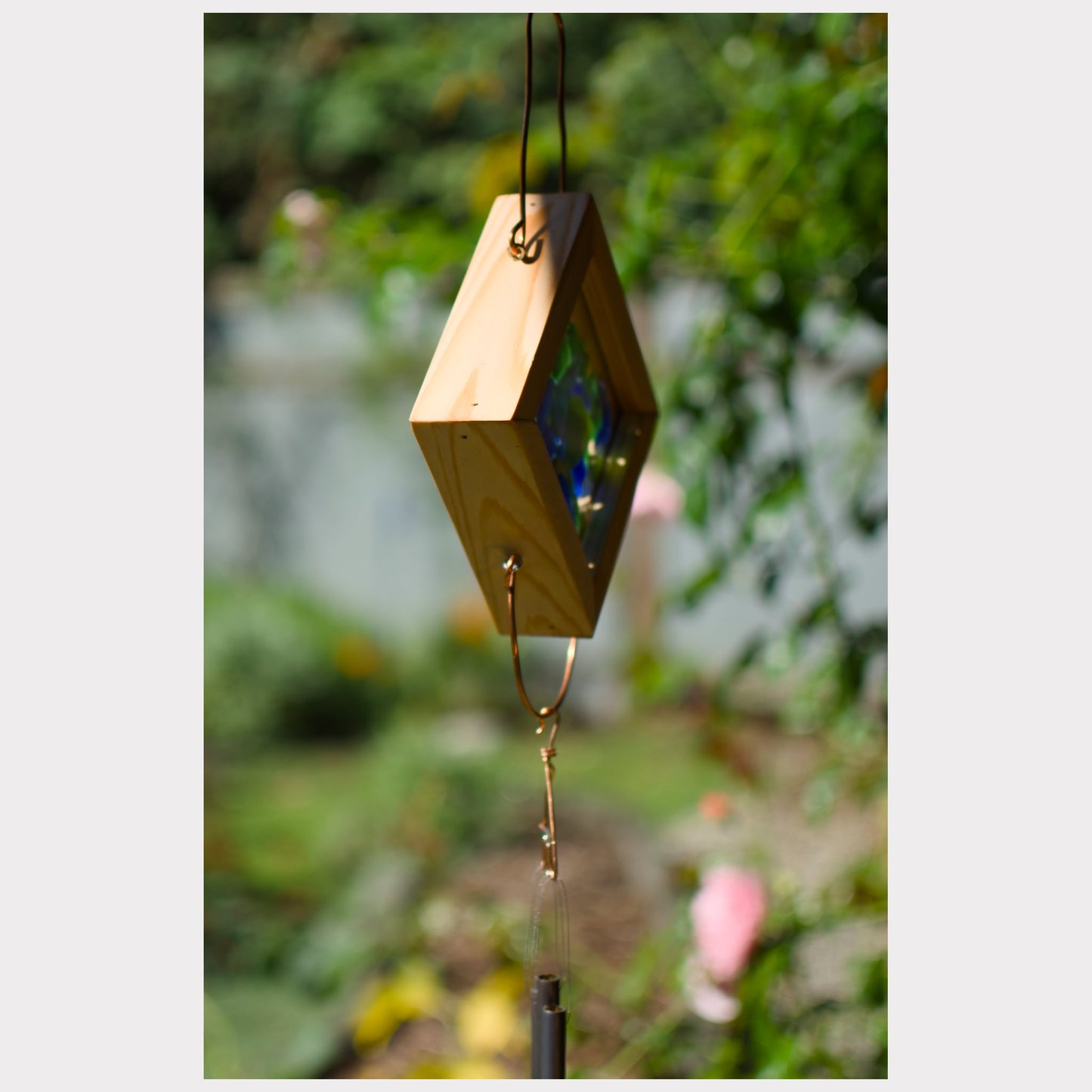 side view, kaleidoscope wind chime