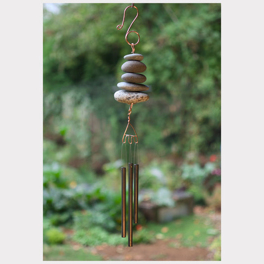 Calming Beach Stone Wind Chime - Coastal Delight, Serene Sound - Zen Garden Decor
