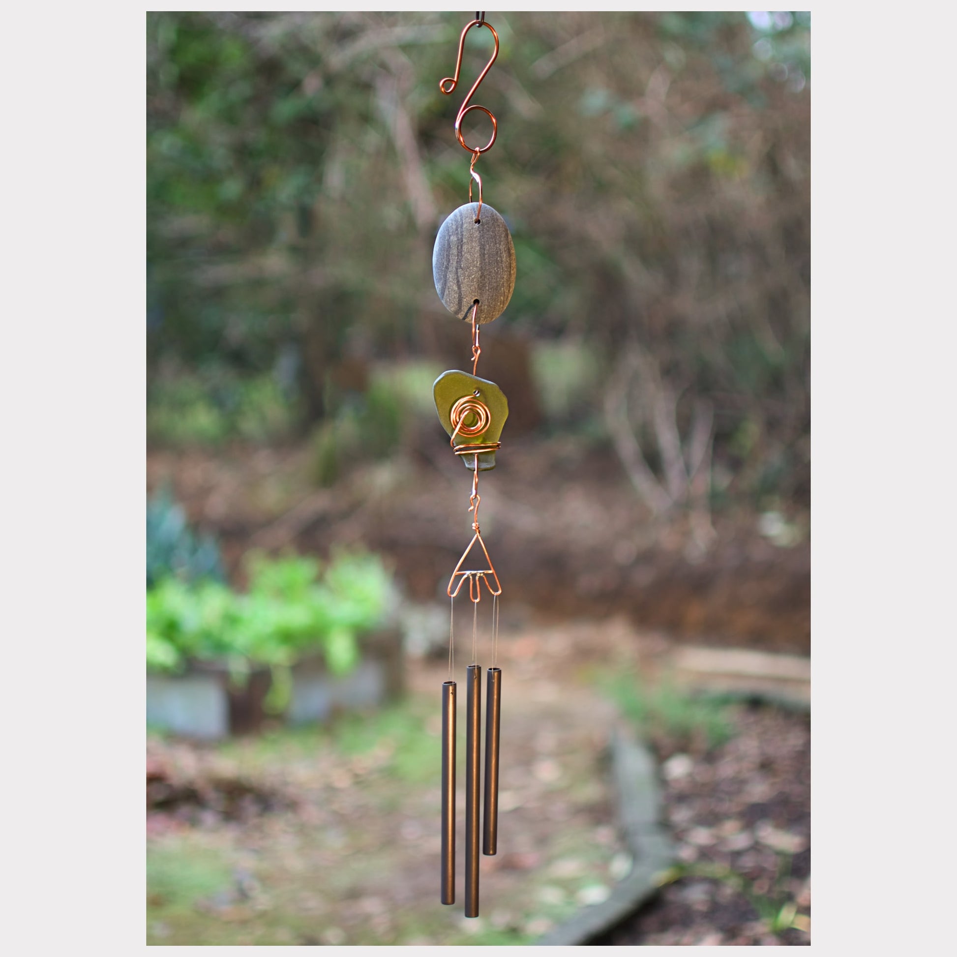 Beach stone and sea glass wind chime.