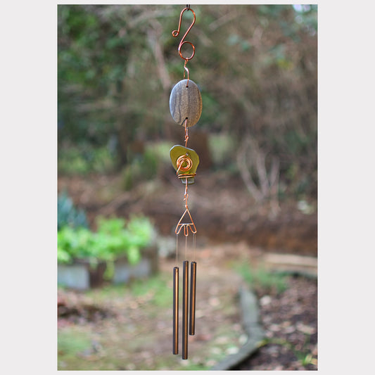 Beach stone and sea glass wind chime.