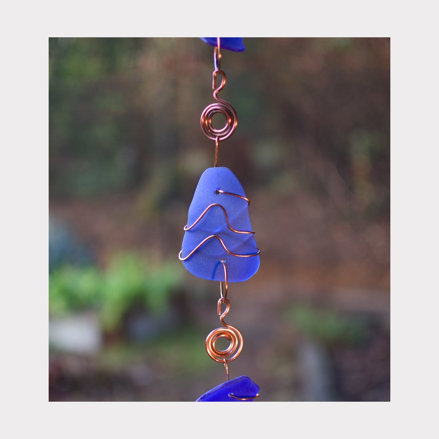 detail, cobalt blue wind chime