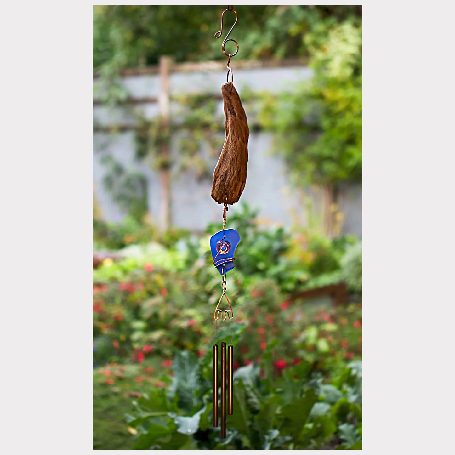 Driftwood sea glass chime by Coast Chimes.